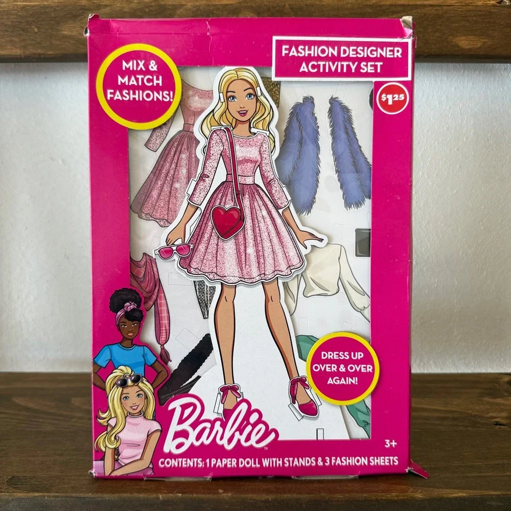 Lot of 3 Barbie Fashion Designer Activity Set Paper Doll Dress Up 2024 Mattel